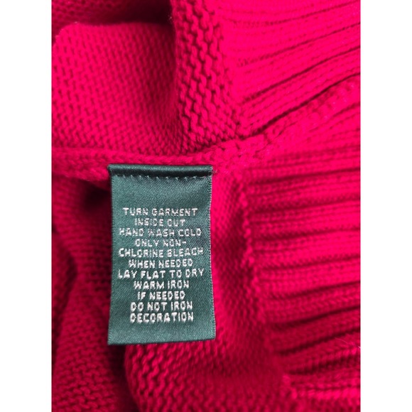 Lauren Ralph Lauren Women's Sweater Size XL Red Shawl Collar Fair Isle Toggle - Picture 14 of 15